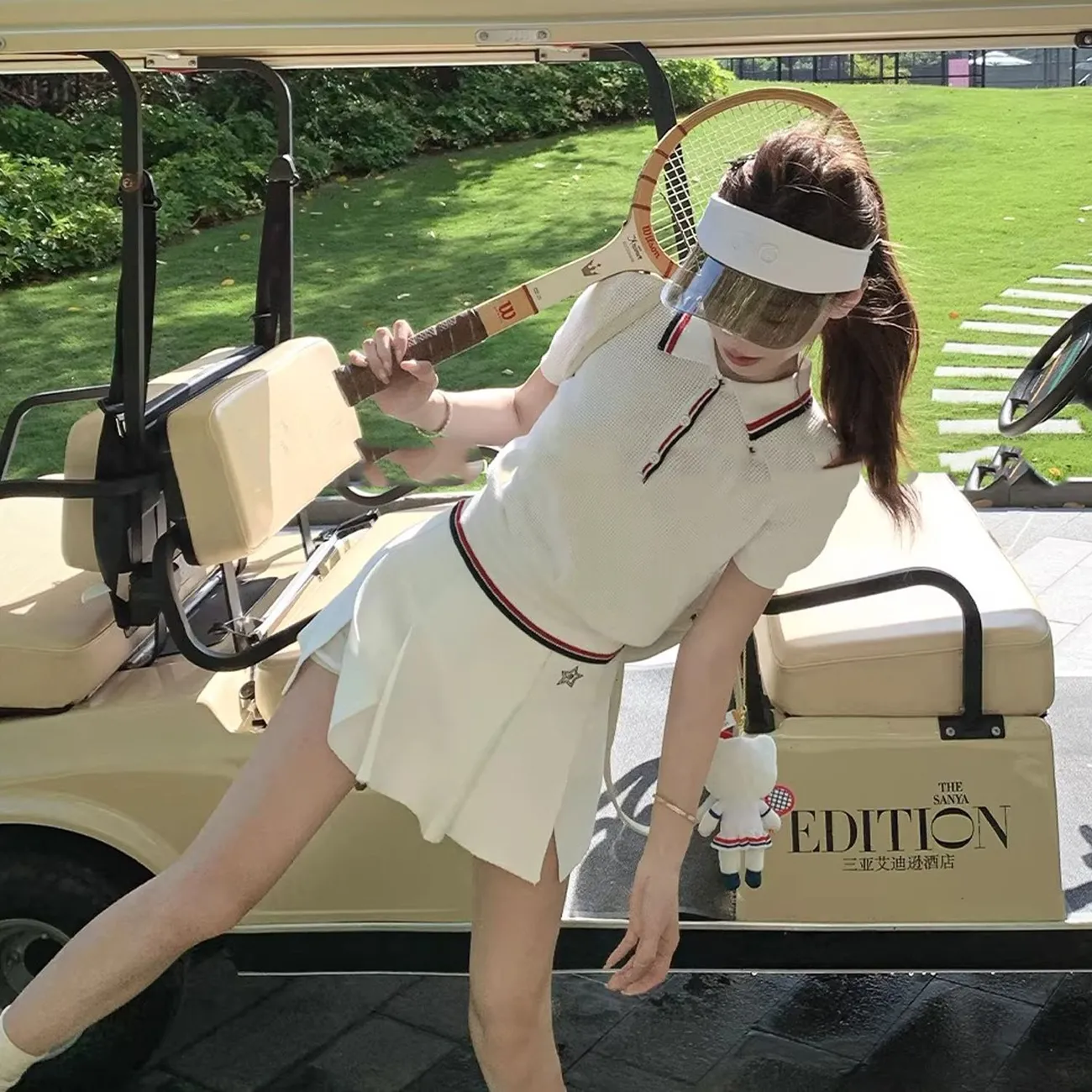 Golf Equipment Women - Setelan Rok Golf Rajut Waffle Seri