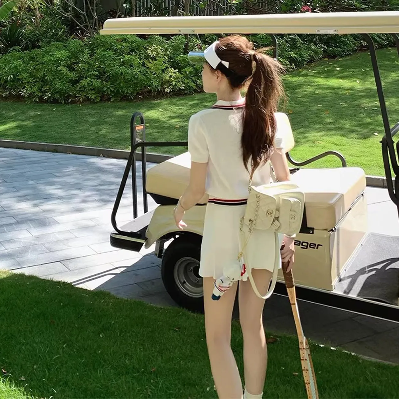 Setelan Rok Golf Rajut Waffle  - Golf Equipment Women ulasan dan harga