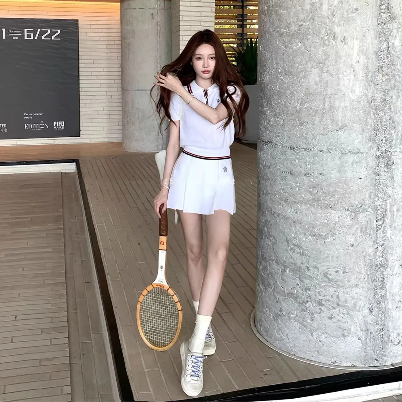 Setelan Rok Golf Rajut Waffle  - Golf Equipment Women ulasan dan harga